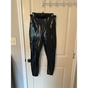 NWOT Spanx Faux Patent Leather Leggings Classic Black Size Large